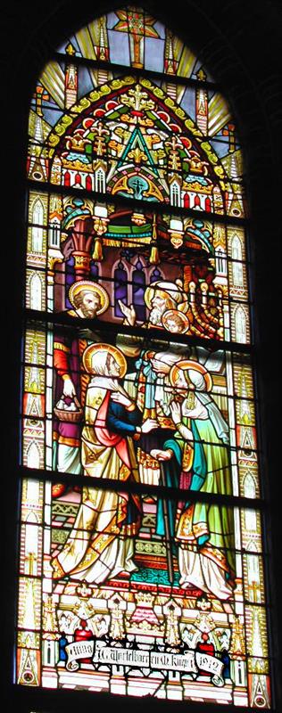 Glas in lood raam Sint-Willibrordus kerk in Sappemeer